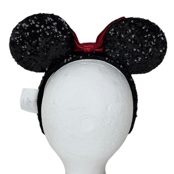 Disney Parks Minnie Mouse Classic Red Bow Black Ears Sequin Headband NWT - Picture 2 of 7